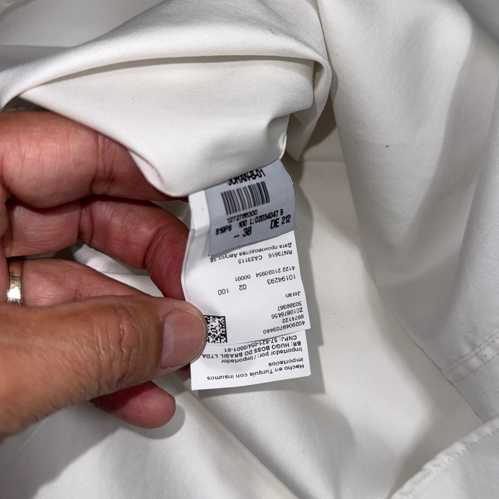 Hugo Boss Slim Fit Wing Collar Tuxedo Shirt White Getzner Fabric Size 38 15 - Picture 11 of 14